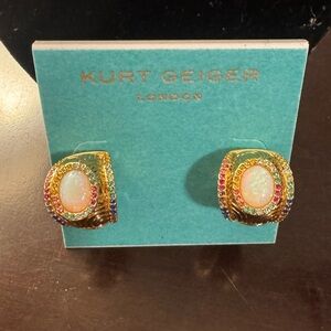 Kurt Geiger Gold Rainbow Textured Earrings